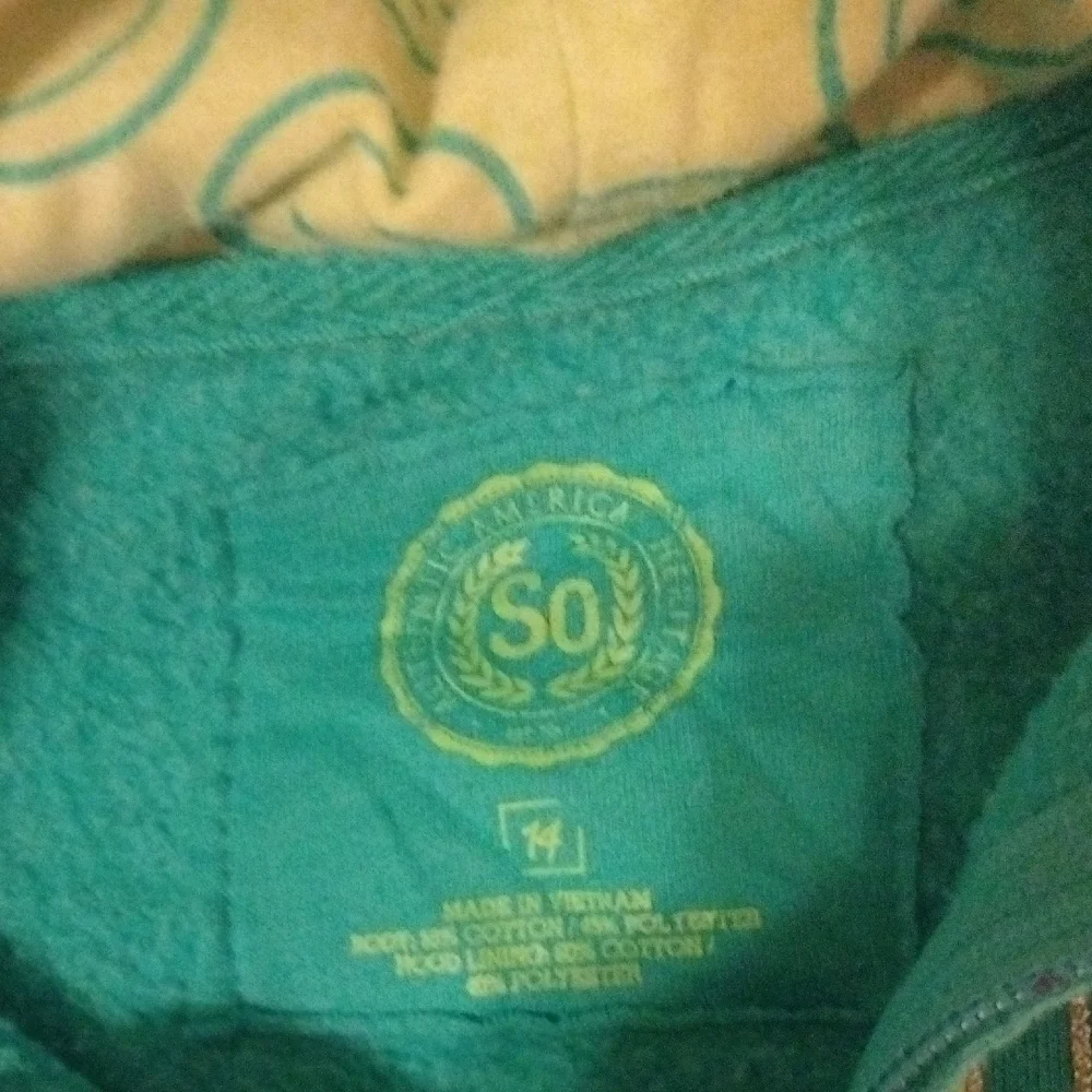 SO Teal Hoodie with Smile Print - Picture 3 of 4